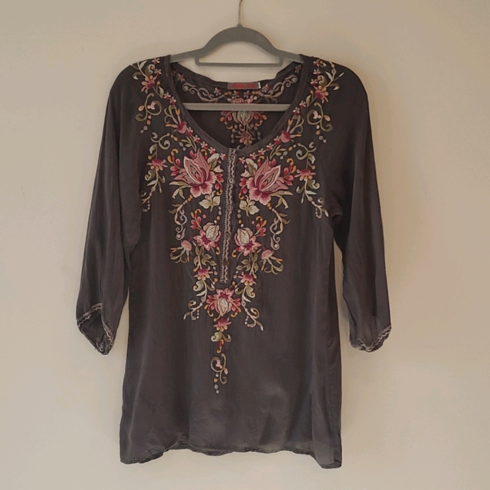 Grey Johnny Was embroidered blouse